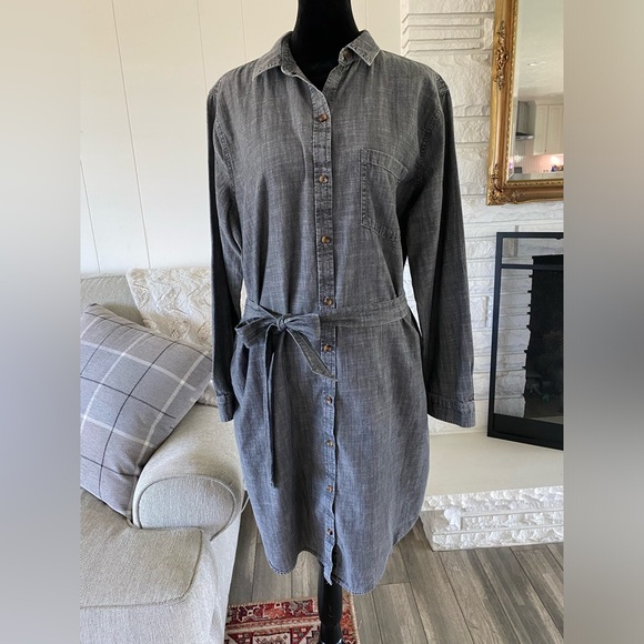 Women’s Sonoma brand gray denim shirt dress size Large. - Picture 1 of 7